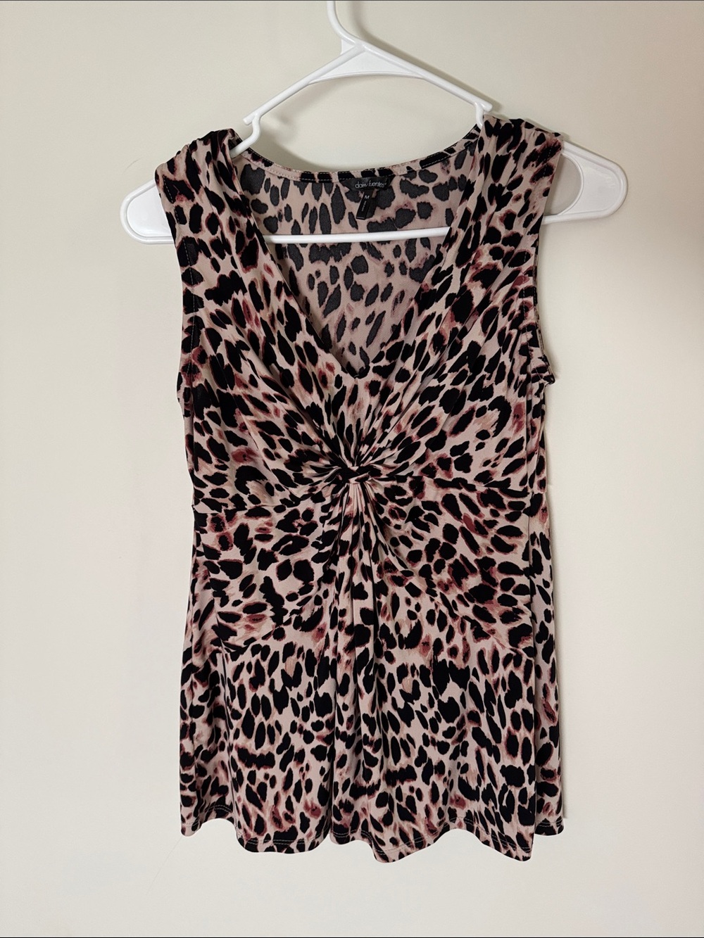 Daisy Fuentes Twist-Front Leopard Print Tank Top - Blush/Black